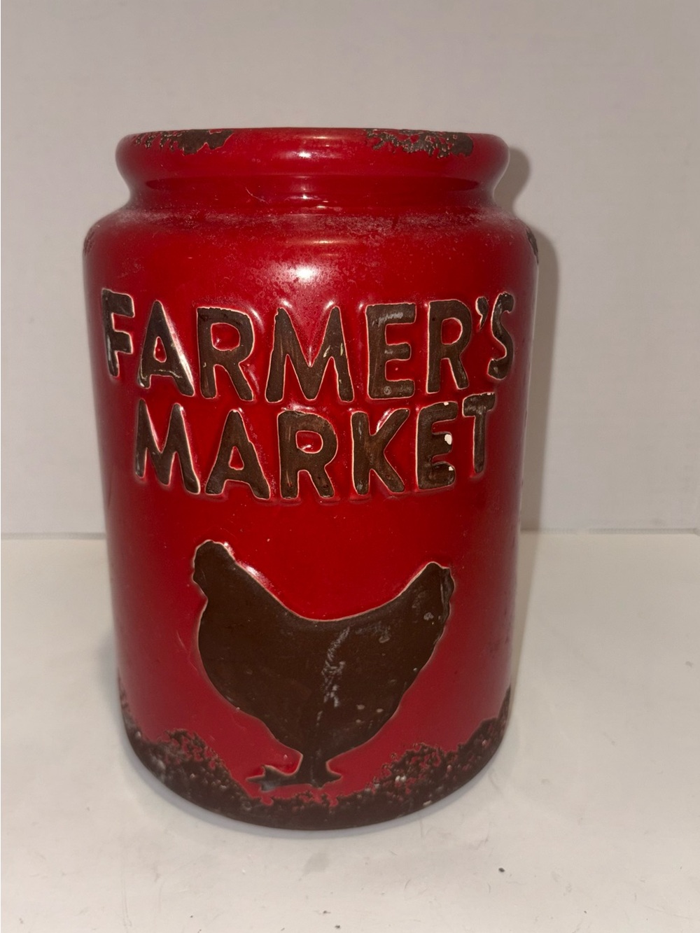 Farmer's Market Red Ceramic Jar-